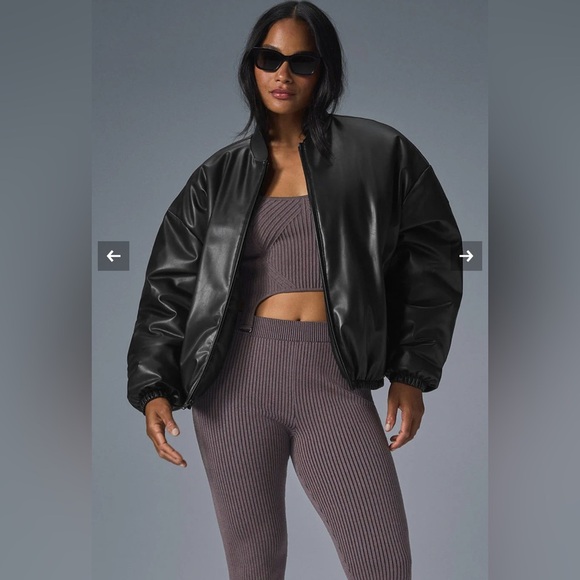 ALO Faux Leather Premier Bomber - Picture 1 of 6